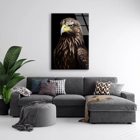 Altın Kartal Portresi Cam Tablo – Hayvan Duvar Dekoru 35x50 cm