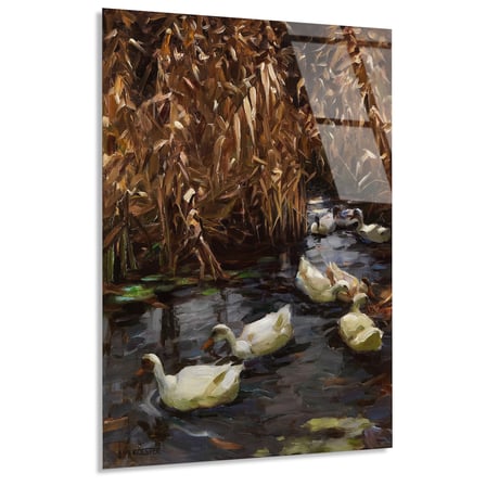 Sonbahar Sazlığında Ördekler Cam Tablo 35x50 cm
