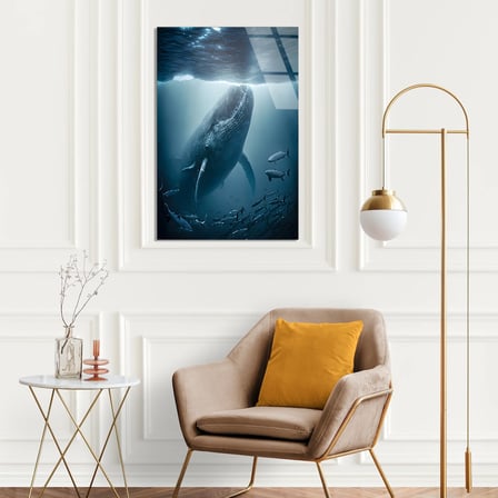 Derin Deniz Balinası Cam Tablo 35x50 cm