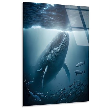 Derin Deniz Balinası Cam Tablo – Hayvan Duvar Dekoru 60x90 cm
