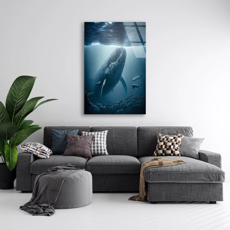 Derin Deniz Balinası Cam Tablo – Hayvan Duvar Dekoru 60x90 cm