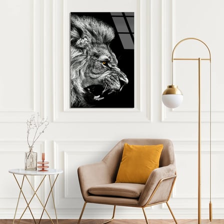 Kükreyen Aslan Cam Tablo – Hayvan Duvar Dekoru 35x50 cm