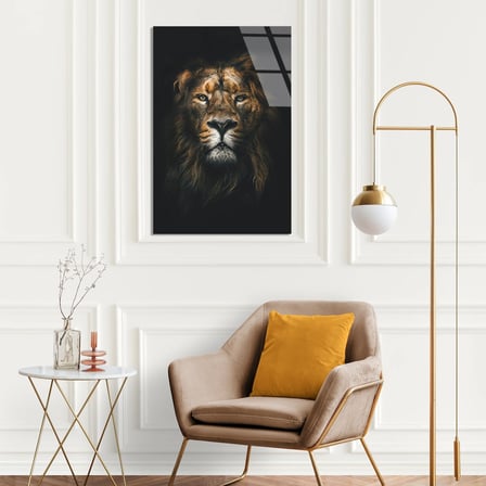 Aslan Portresi Cam Tablo 35x50 cm