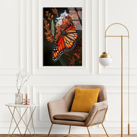 Monark Kelebeği Cam Tablo – Hayvan Duvar Dekoru 35x50 cm