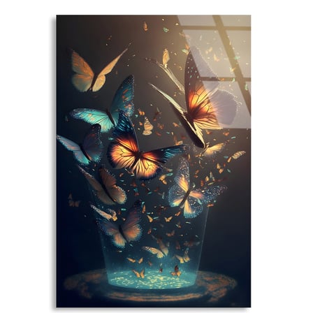 Fantastik Kelebekler Cam Tablo 35x50 cm
