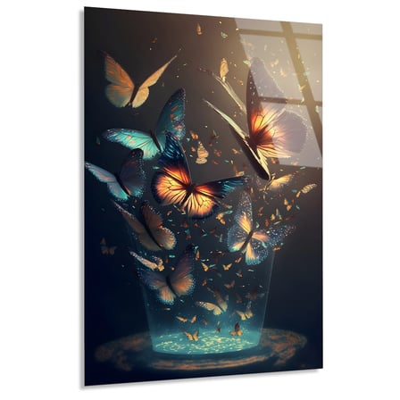 Fantastik Kelebekler Cam Tablo 80x125 cm
