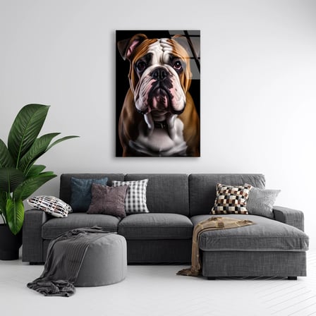 İngiliz Bulldog Cam Tablo 35x50 cm