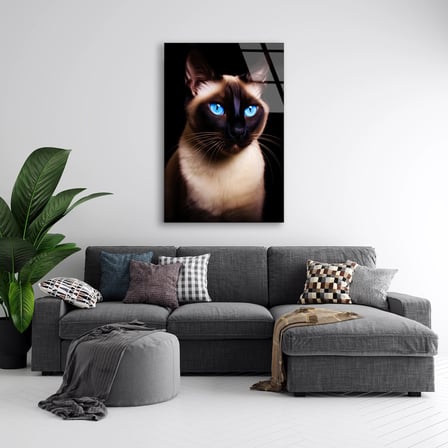 Siyam Kedisi Cam Tablo 35x50 cm