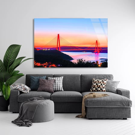İstanbul Boğaz Köprüsü Cam Tablo 50x35 cm