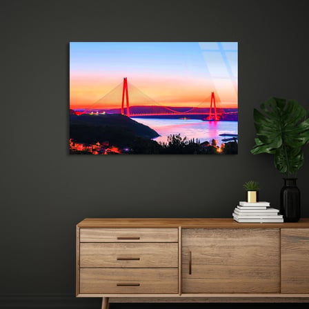 İstanbul Boğaz Köprüsü Cam Tablo 50x35 cm