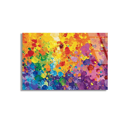 Renkli Boya Sıçraması Cam Tablo 50x35 cm