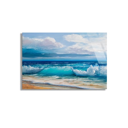 Okyanus Dalgaları Cam Tablo 50x35 cm