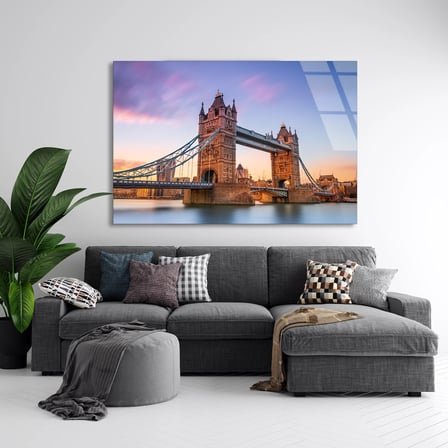 Londra Tower Köprüsü Cam Tablo 50x35 cm