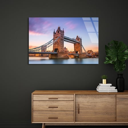 Londra Tower Köprüsü Cam Tablo 50x35 cm
