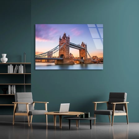 Londra Tower Köprüsü Cam Tablo 50x35 cm