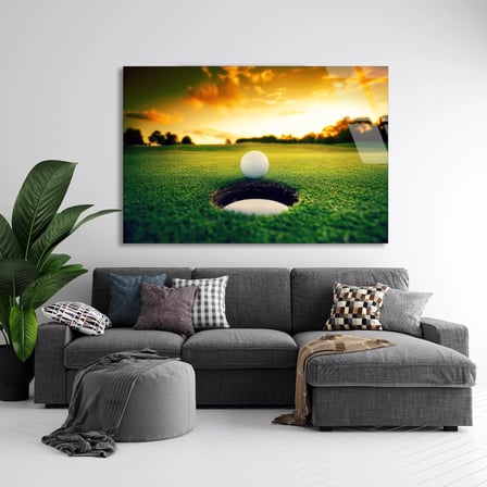 Golf Sahası Deliği Cam Tablo 50x35 cm