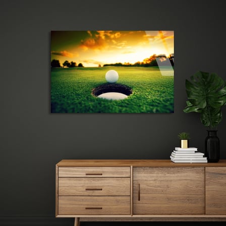 Golf Sahası Deliği Cam Tablo 50x35 cm