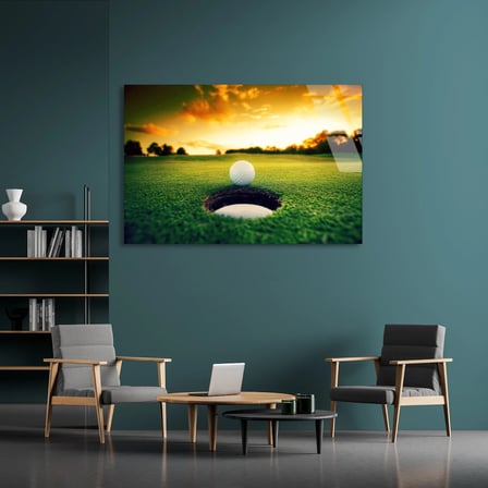 Golf Sahası Deliği Cam Tablo 50x35 cm