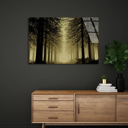 Sisli Karanlık Orman Cam Tablo 50x35 cm
