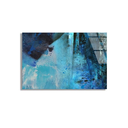 Mavi Soyut Doku Cam Tablo 50x35 cm