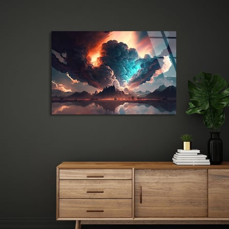 Dramatik Bulut Manzarası Cam Tablo 50x35 cm