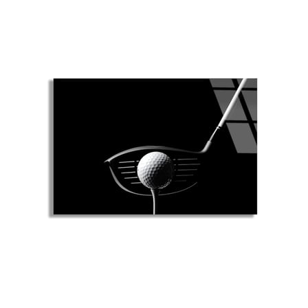 Golf Topu Ve Sopa Cam Tablo 50x35 cm