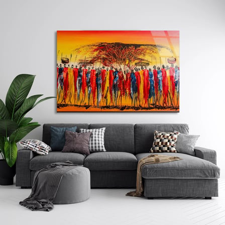 Afrika Masai Kabilesi Cam Tablo 50x35 cm