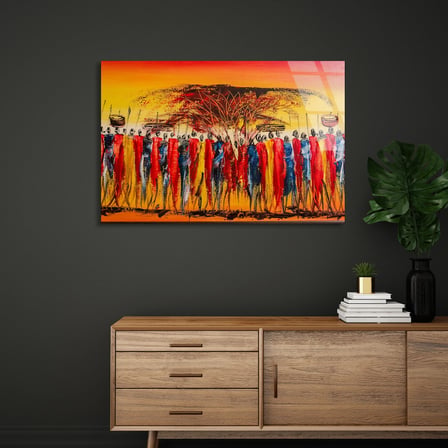 Afrika Masai Kabilesi Cam Tablo 50x35 cm
