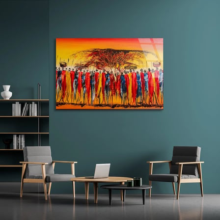 Afrika Masai Kabilesi Cam Tablo 50x35 cm