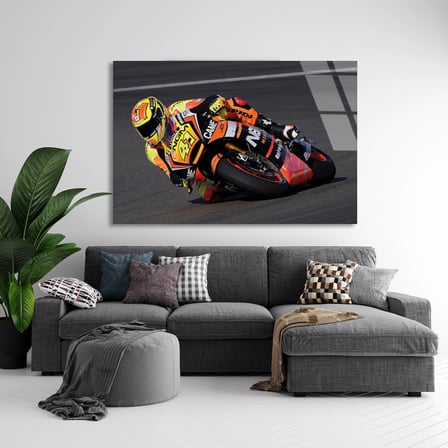 Motosiklet Yarışı Cam Tablo 125x80 cm