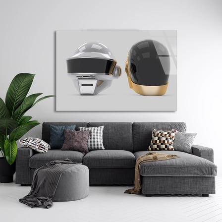 Daft Punk Kaskları Cam Tablo 50x35 cm