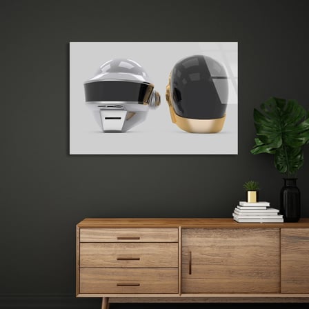 Daft Punk Kaskları Cam Tablo 50x35 cm