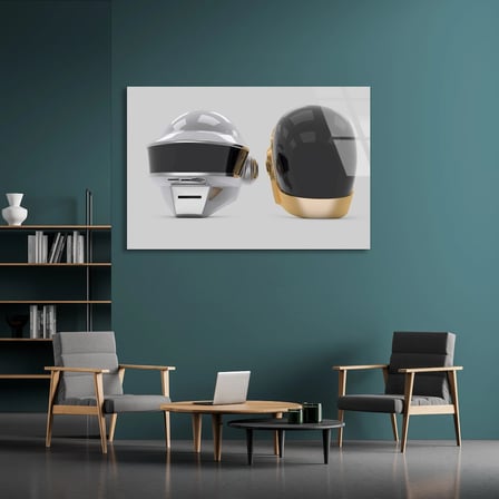 Daft Punk Kaskları Cam Tablo 50x35 cm