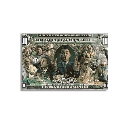 Wall Street Kurdu Dolar Cam Tablo 50x35 cm