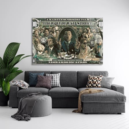 Wall Street Kurdu Dolar Cam Tablo 50x35 cm