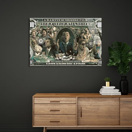 Wall Street Kurdu Dolar Cam Tablo 50x35 cm