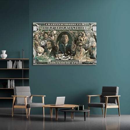 Wall Street Kurdu Dolar Cam Tablo 50x35 cm