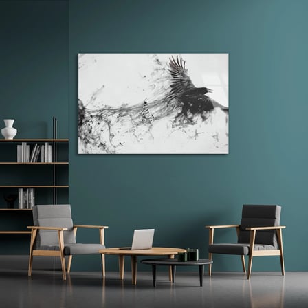 Duman Kuş Silueti Cam Tablo 50x35 cm