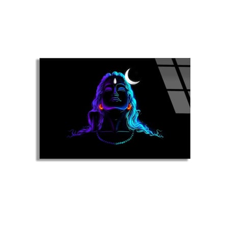 Shiva Neon Figürü Cam Tablo 50x35 cm
