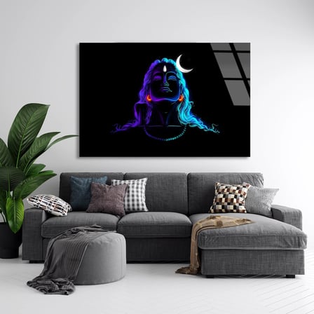 Shiva Neon Figürü Cam Tablo 50x35 cm