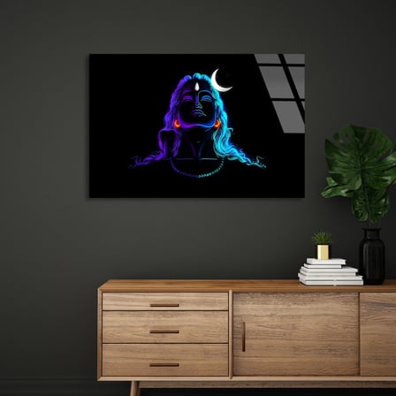 Shiva Neon Figürü Cam Tablo 50x35 cm