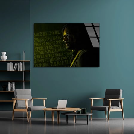 Profil Karanlık Portre Cam Tablo 50x35 cm
