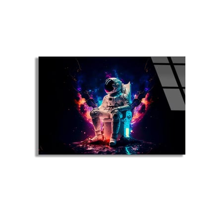 Renkli Astronot Cam Tablo 50x35 cm
