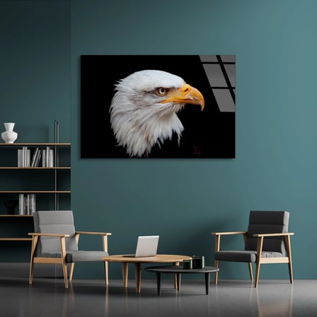 Kel Kartal Portresi Cam Tablo 50x35 cm