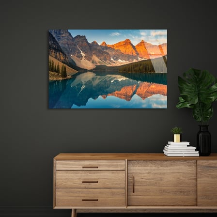Dağ Göl Yansıması Cam Tablo 50x35 cm
