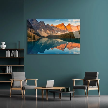 Dağ Göl Yansıması Cam Tablo 50x35 cm