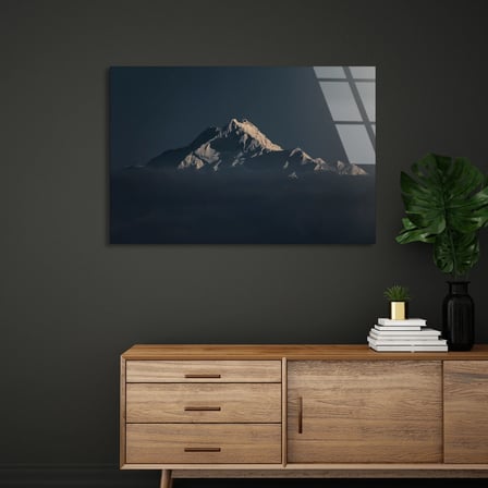 Sisli Dağ Zirvesi Cam Tablo 50x35 cm