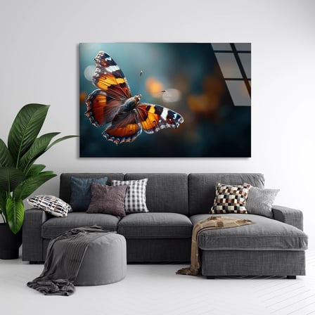 Kelebek Yakın Çekim Cam Tablo 50x35 cm
