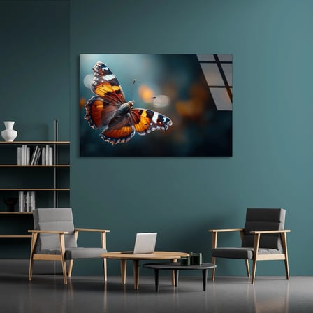Kelebek Yakın Çekim Cam Tablo 50x35 cm