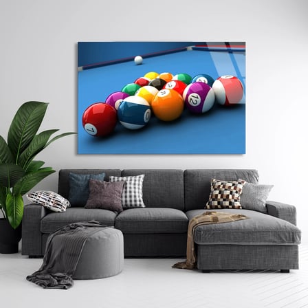 Bilardo Topları Cam Tablo 50x35 cm